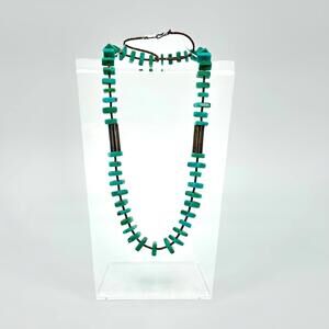 Stunning sterling silver, turquoise, and heishi bead necklace